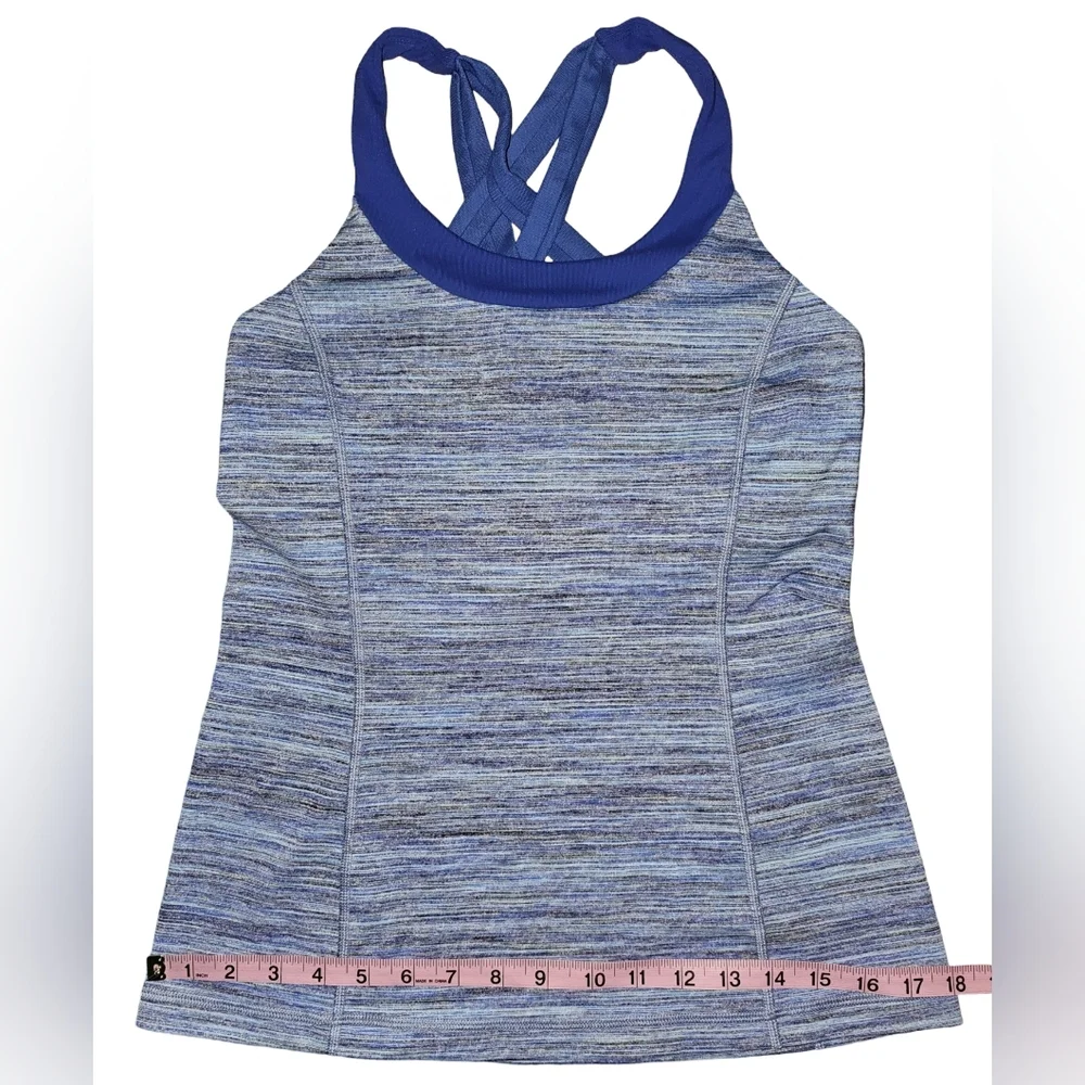 Lululemon Enhearten Tank Top Blue Strappy Back Camo Space Dye Racerback Sz 8 - Picture 12 of 15